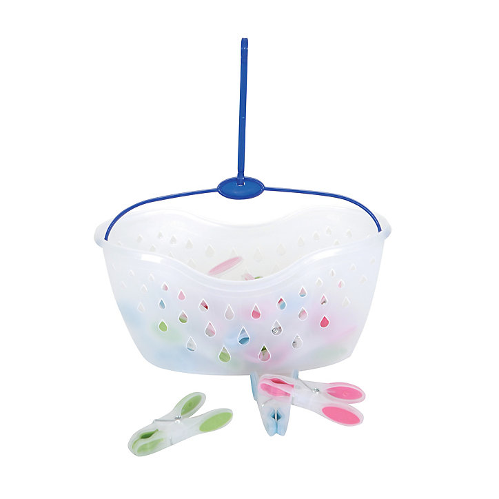 Lot Panier + 24 pinces à linge bi-matière MSV