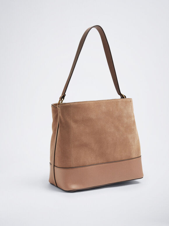 Bolsa de ombro em camurça - Camel