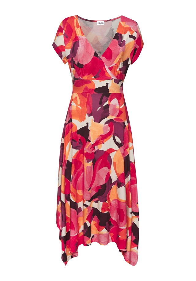 Vivance Midikleid mit Alloverdruck, luftiges Sommerkleid in Wickeloptik, Strandkleid