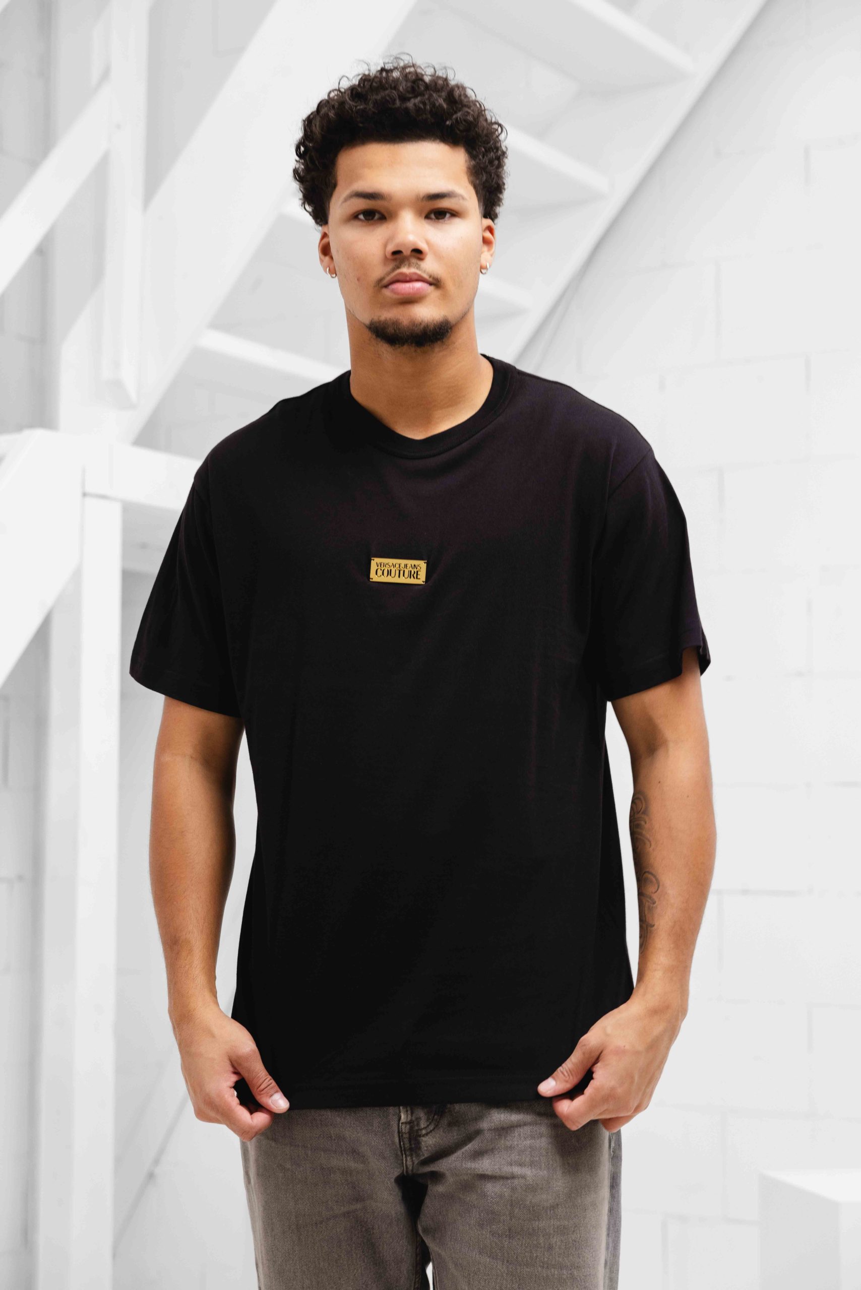 Versace Jeans Couture Logo Regular T-Shirt Heren Zwart
