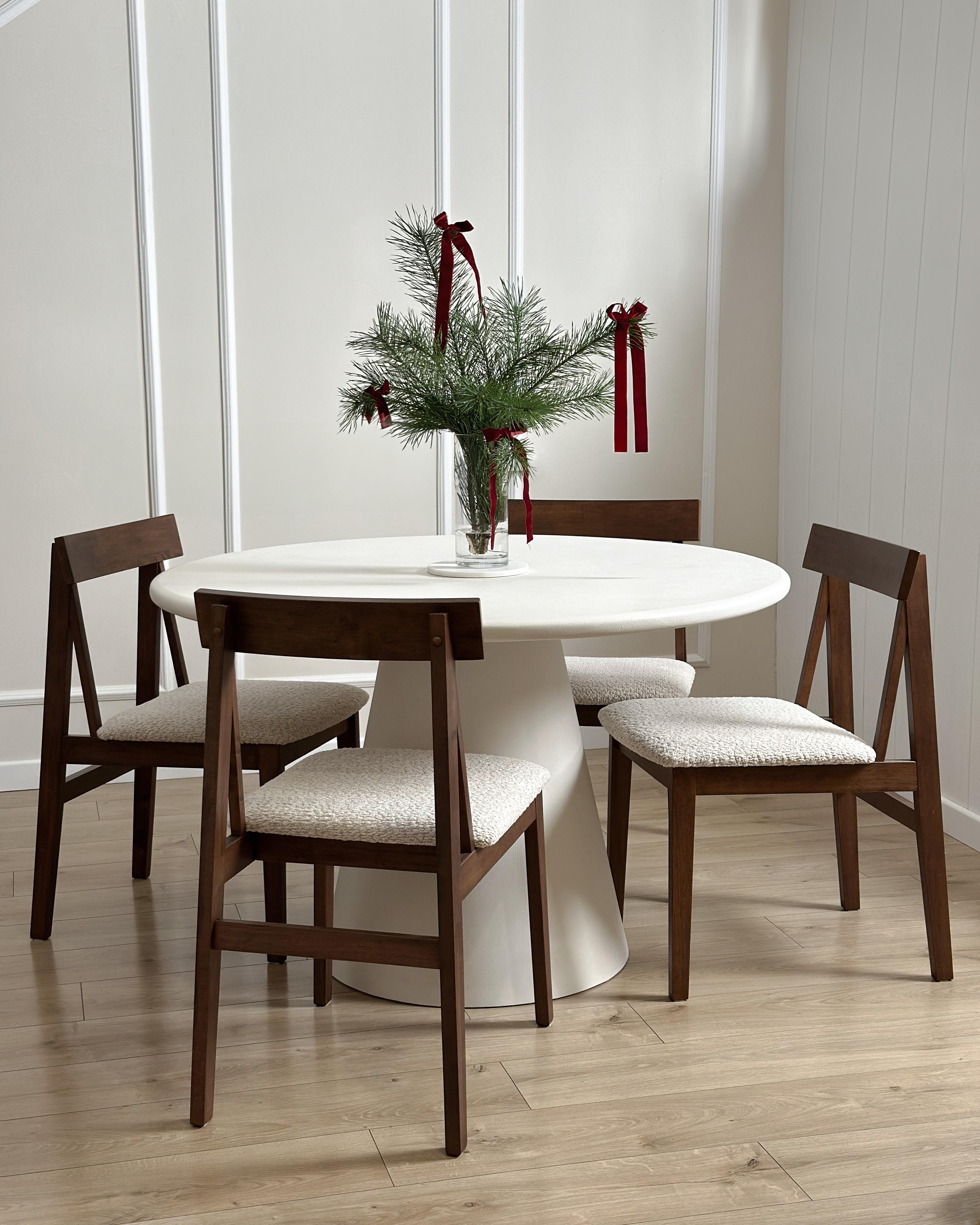 Set van 2 eetkamerstoelen ISLE Hout Bruin/beige