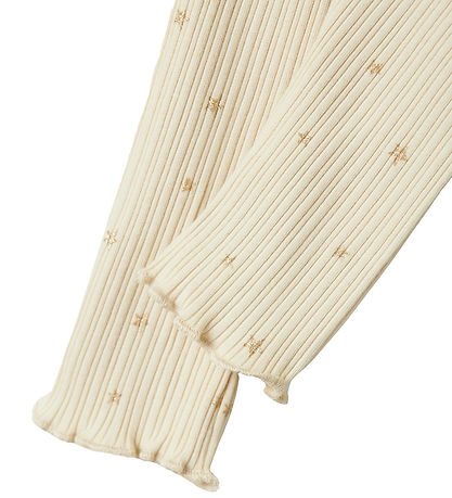 Name It Leggings - Rib - NbfRoyanna - Summer Sand m. Sternen