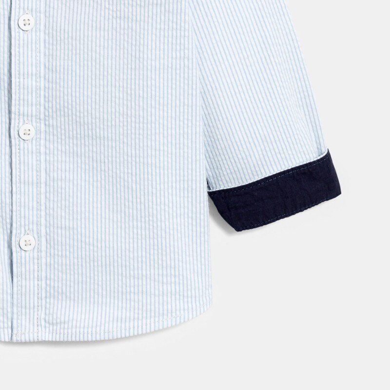 Chemise rayée en coton fantaisie bleu bébé garçon Bleu