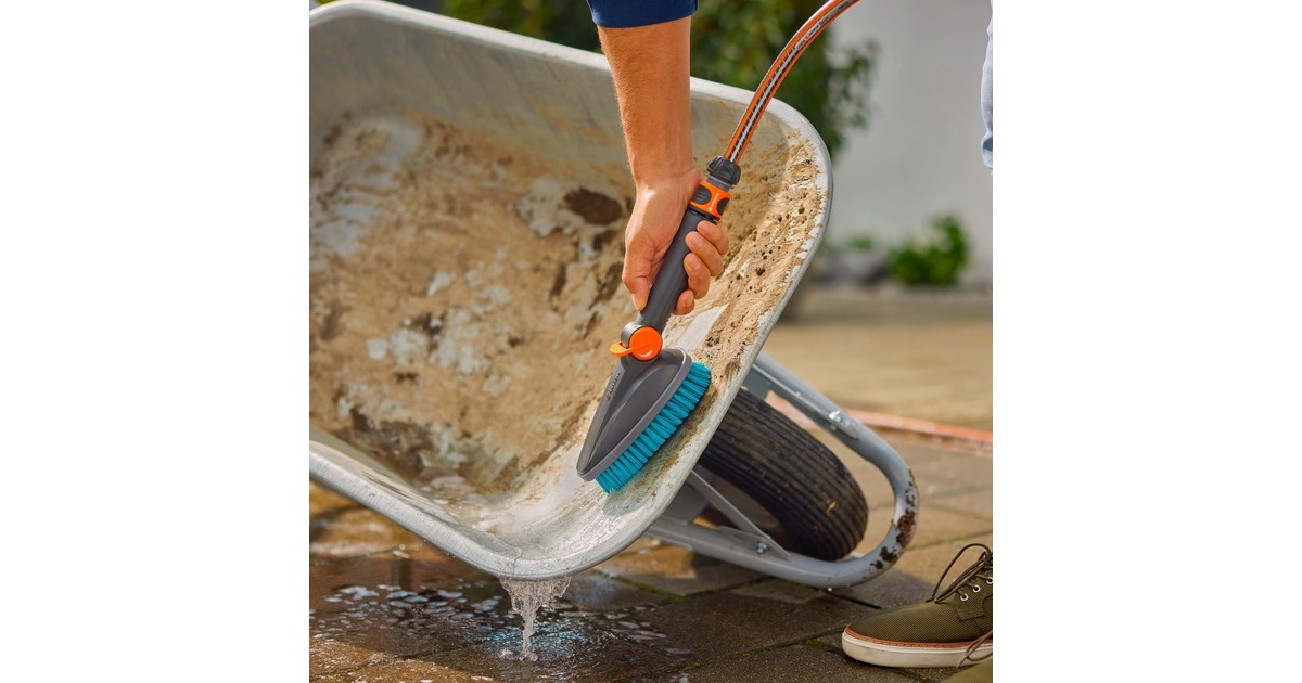 GARDENACleansystem handborstel M Hard, met slangaansluiting wasborstel  (Grijs/turquoise, 18846-20)