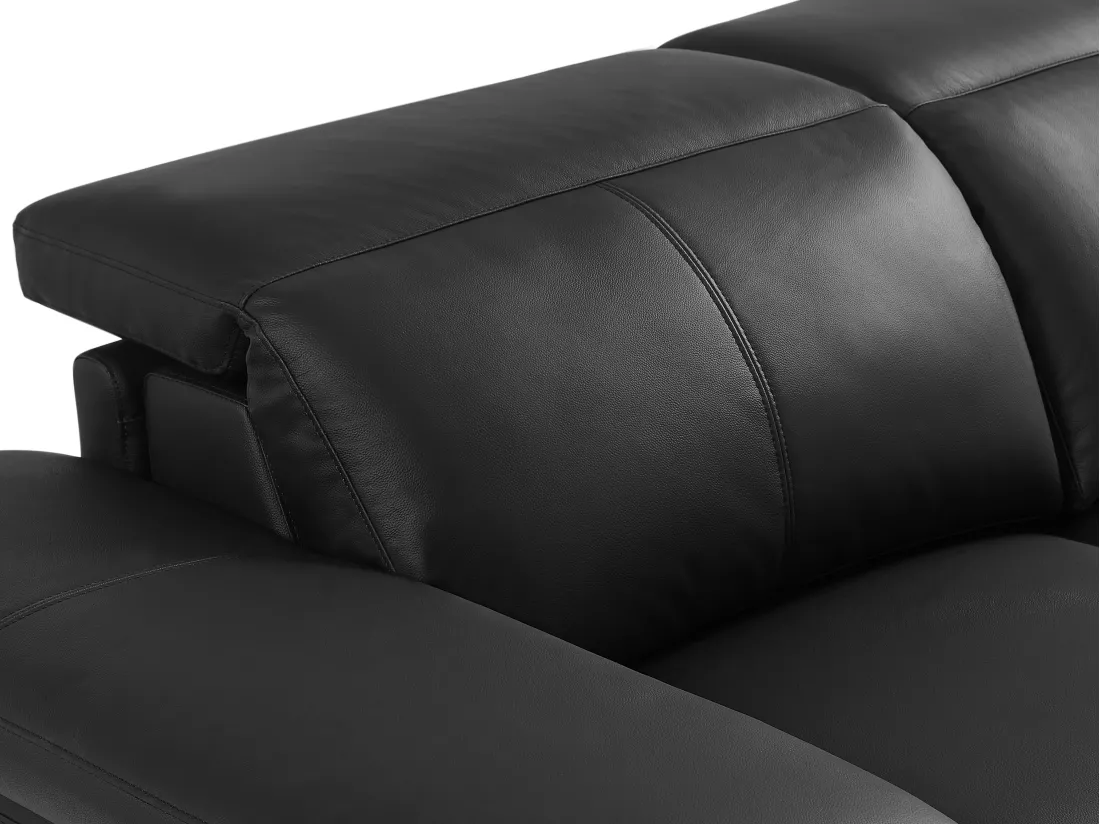 Canapé d'angle droit relax électrique en cuir de vachette noir PUNO II
