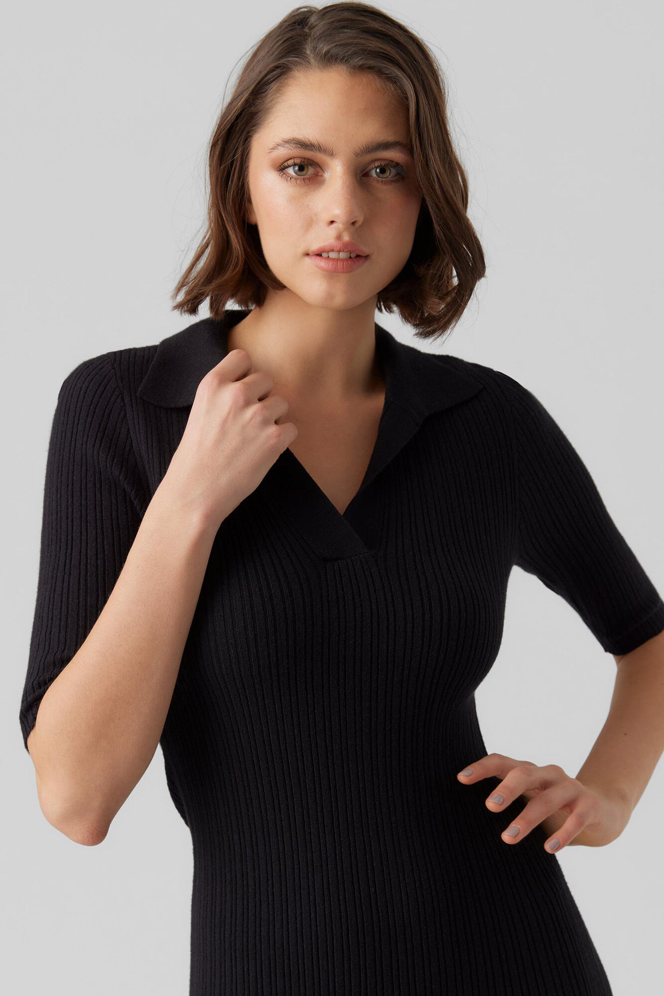 Vestido polo midi - Preto