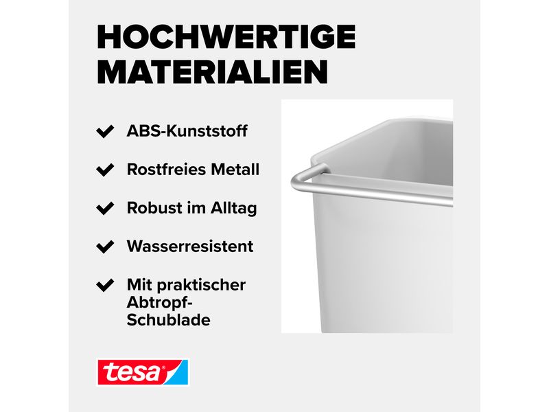 tesa Spülbecken Organizer Set Weiss Selbstklebender Spülen-Organizer