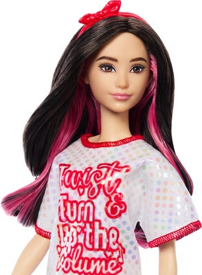 Barbie Fashionista Dukke med Svart Hår & Twist 'N Turn Kjole