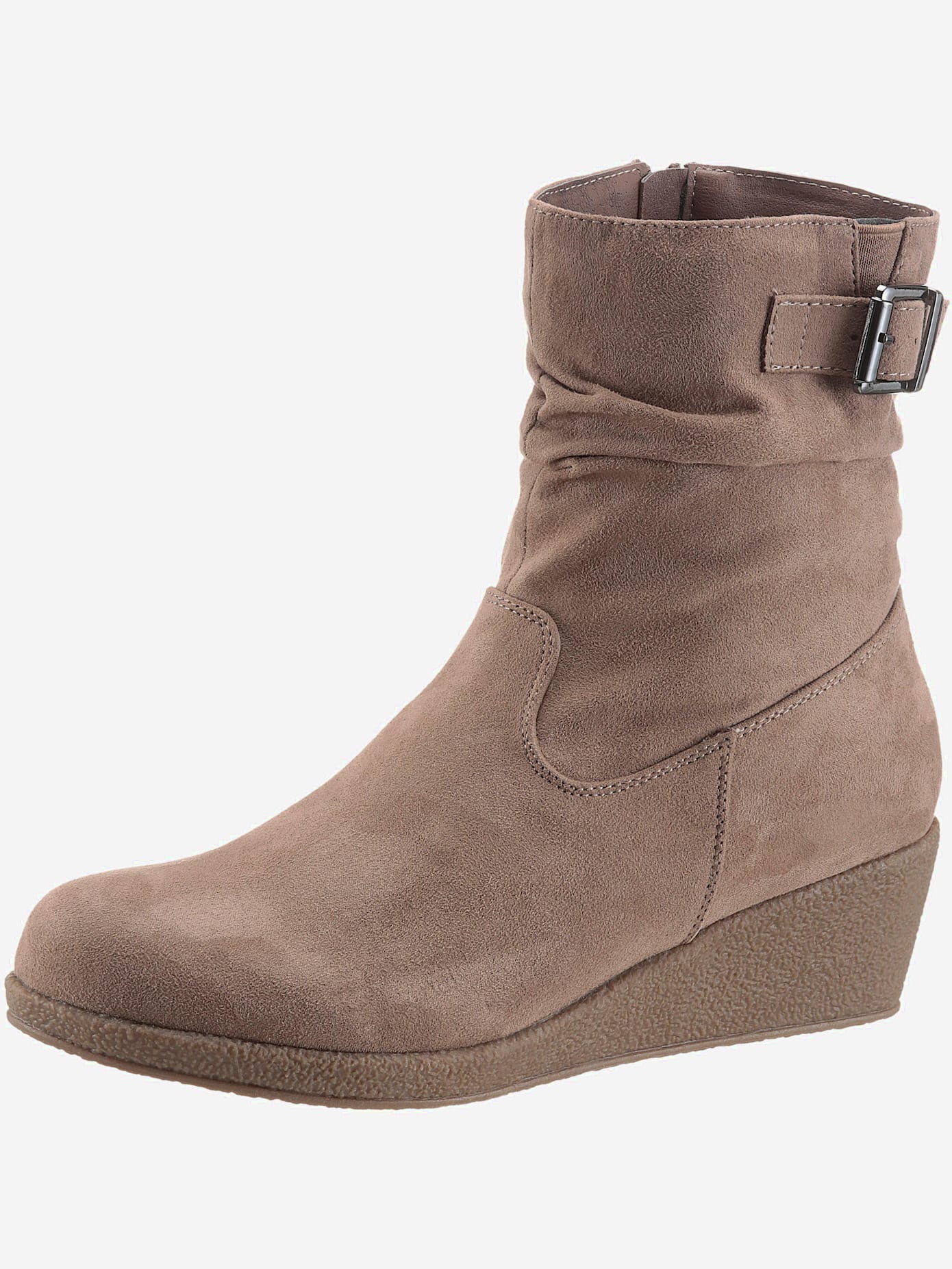 Bottines compensées classiques, textile doux, imitation cuir velours