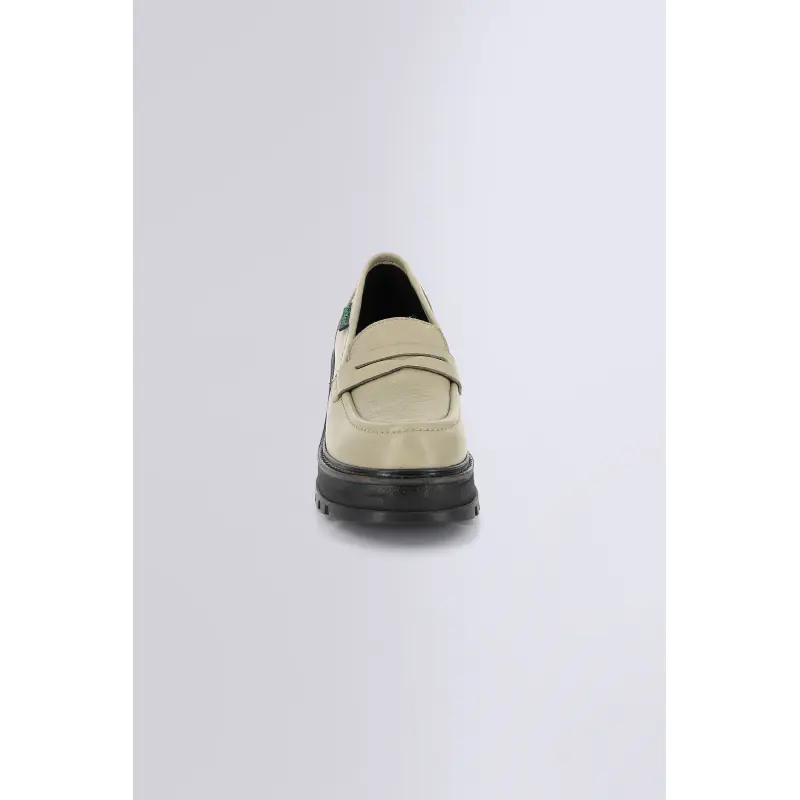 KICK WILD ARGENT NOIR MOCASSINS Cuir Femme