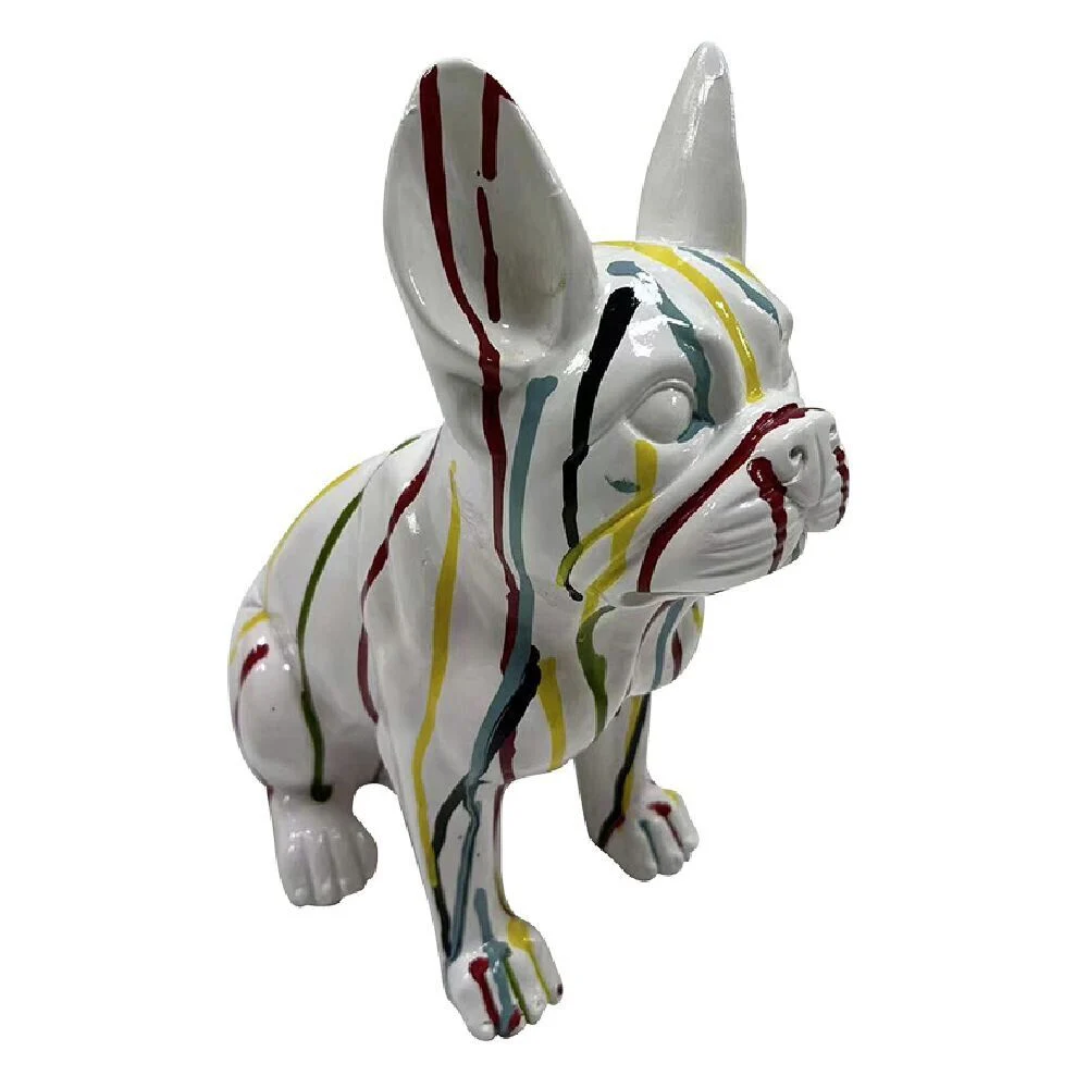Bulldog décoratif petit modèle plastique blanc