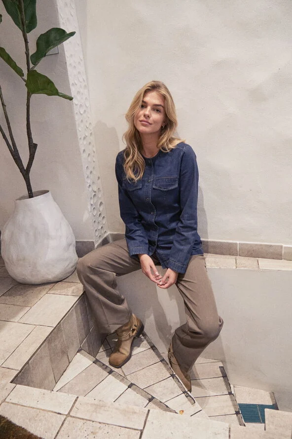 Neo Noir Annie Denim Blouse Dark blue