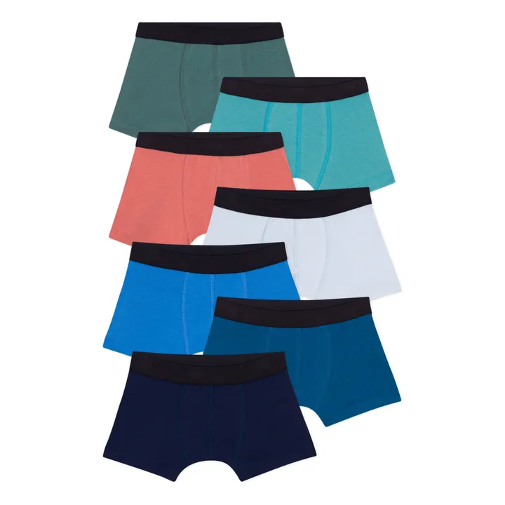 Petit Bateau Lot 7 Boxers Unis | Bleu