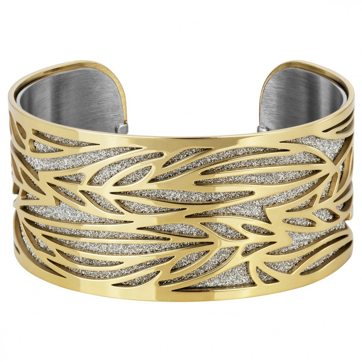 Jonc ouvert en Acier 316L et glitter - jaune brillant