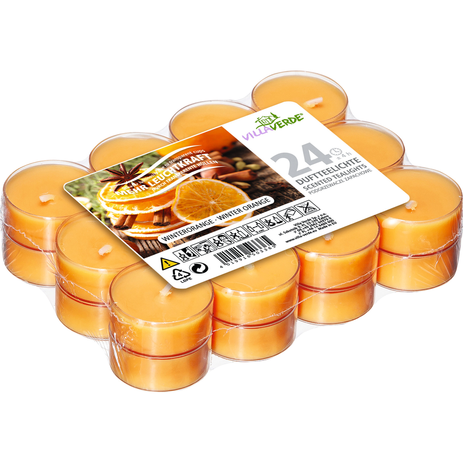 Duftteelichter Winterorange, 24 Stück