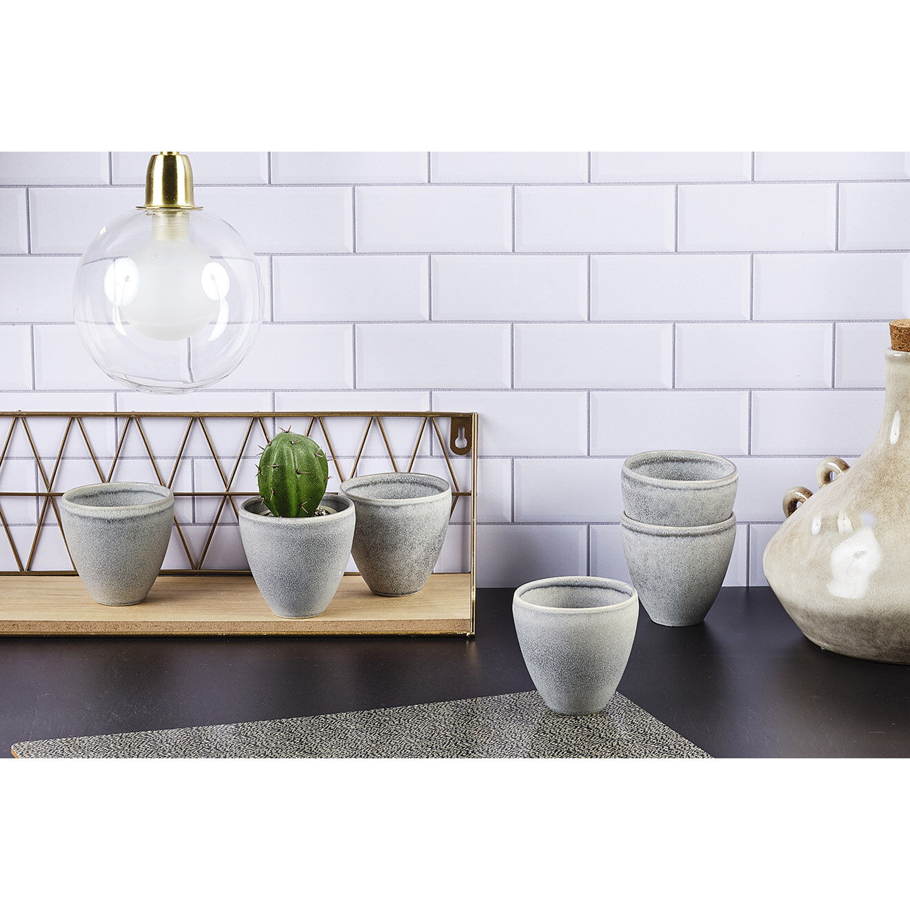 Bjorn 6 Tasses en Grès Stone gris clair - 15 cl