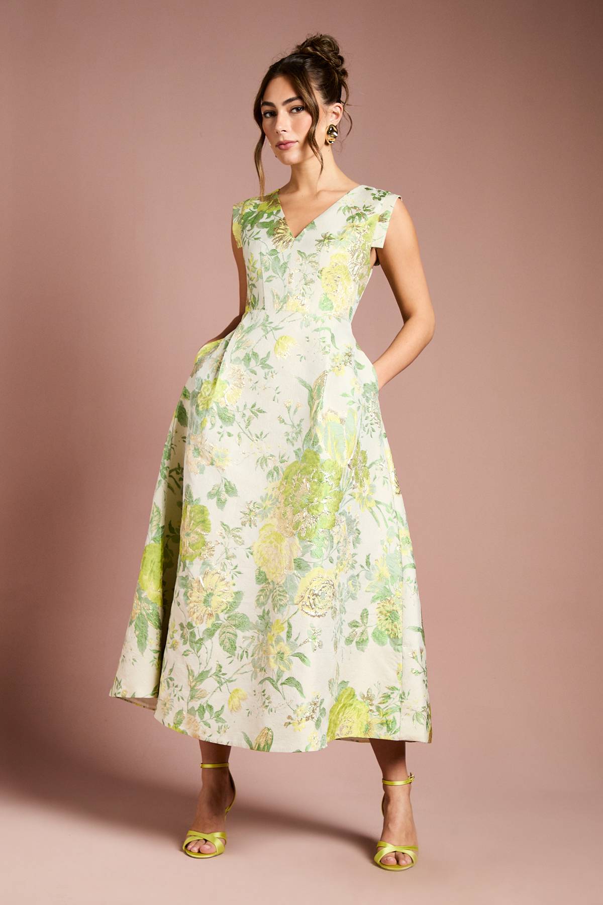 Coast Robe Mi-longue en Jacquard Fleuri