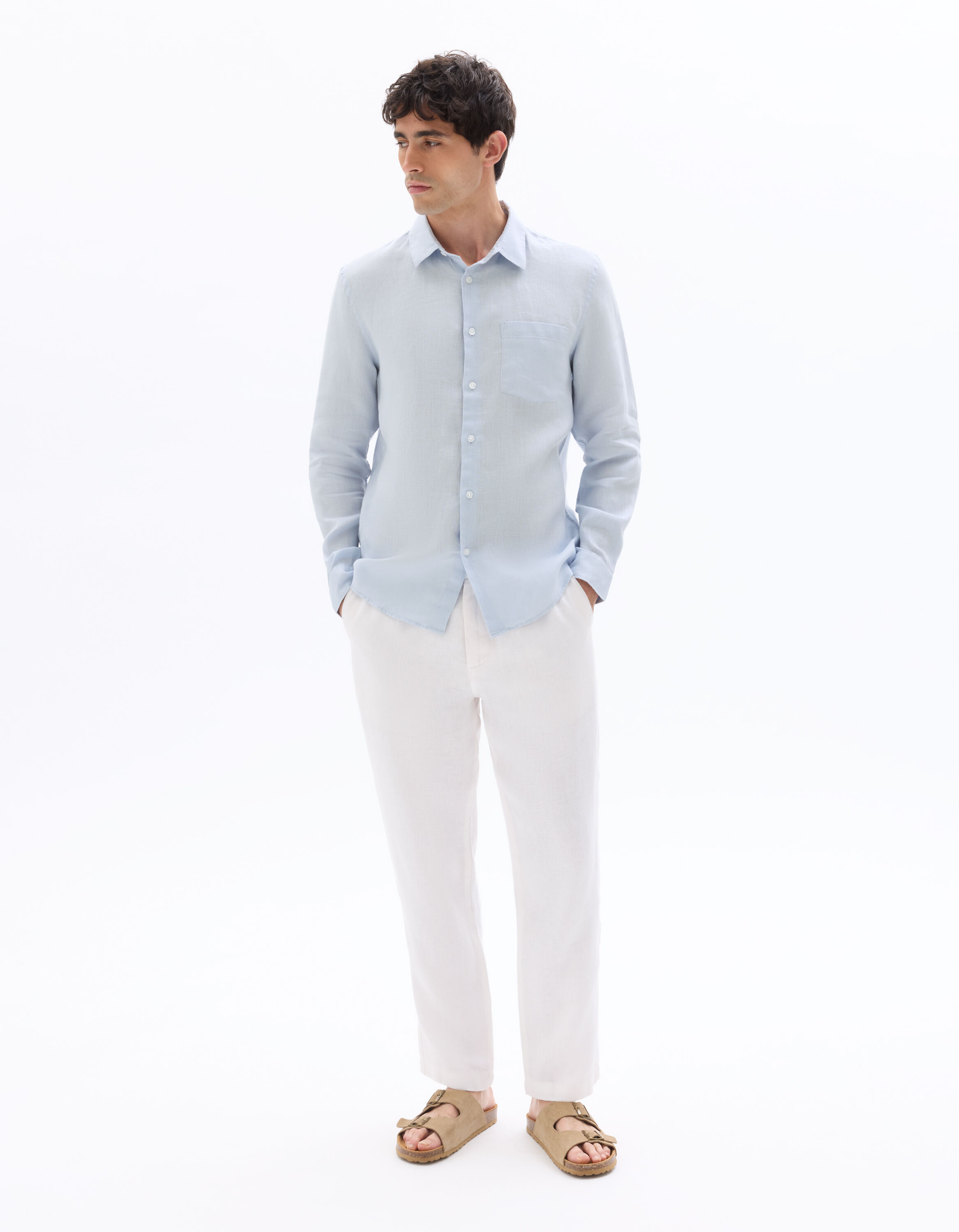Chemise regular 100% lin - bleu clair
