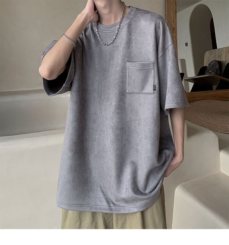 Craltuxe - Oversized T-shirt met ronde hals, elleboogmouwen en zakdetail