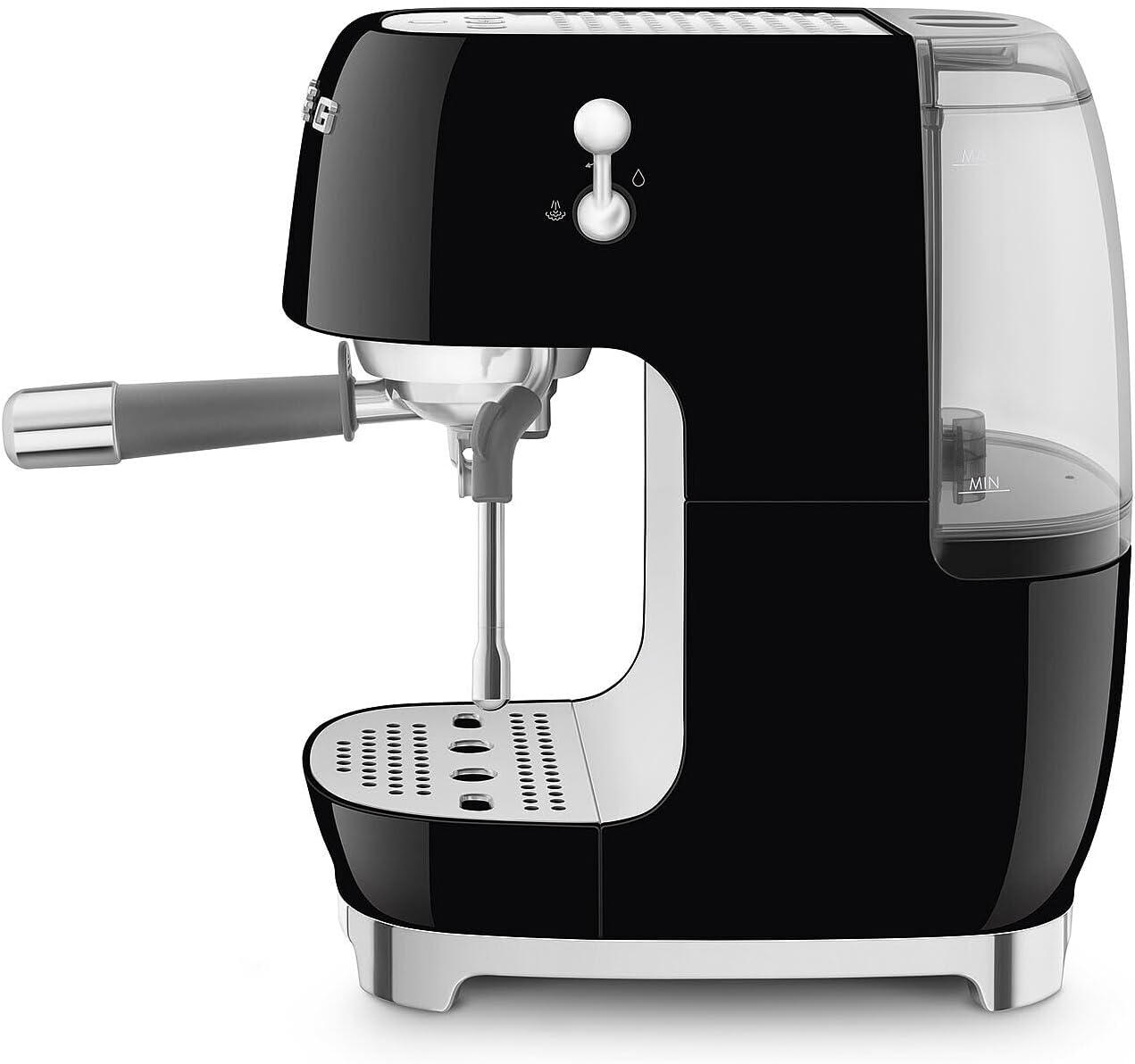 Smeg, ECF03BLEU Manuelle Espressomaschine, Thermoblock, Cold Brew, Dampfdüse und Manometer, 1,4 l Tank, 1650 W, Schwarz