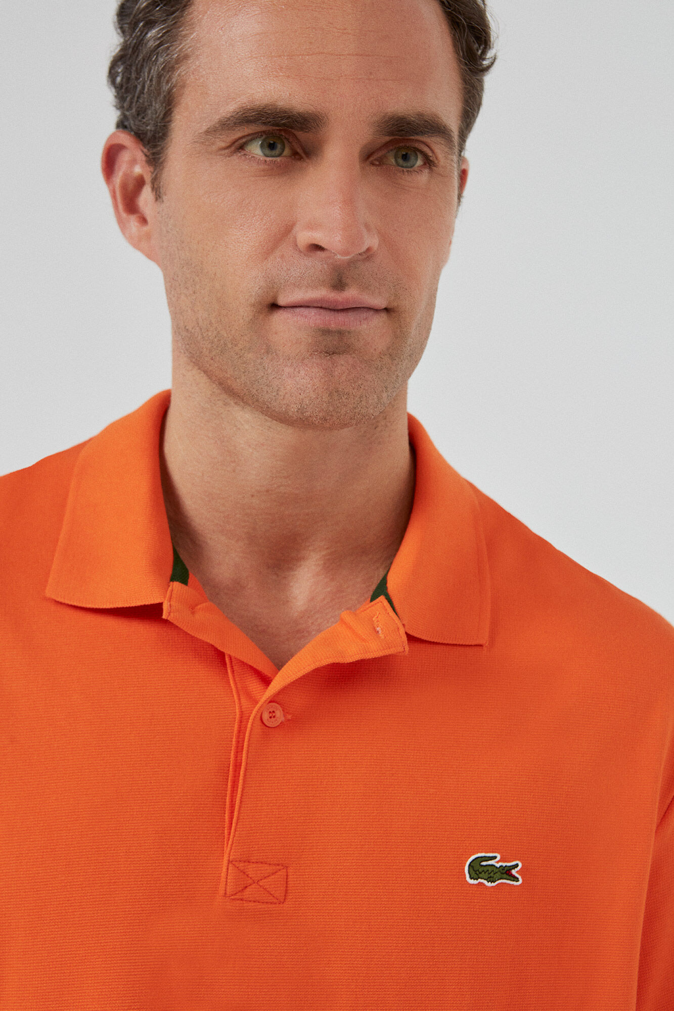 Camisa polo com bordado de crocodilo - Laranja
