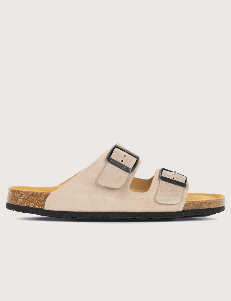 PLAKTON MULES HOMME DOUBLE BRIDE TAUPE