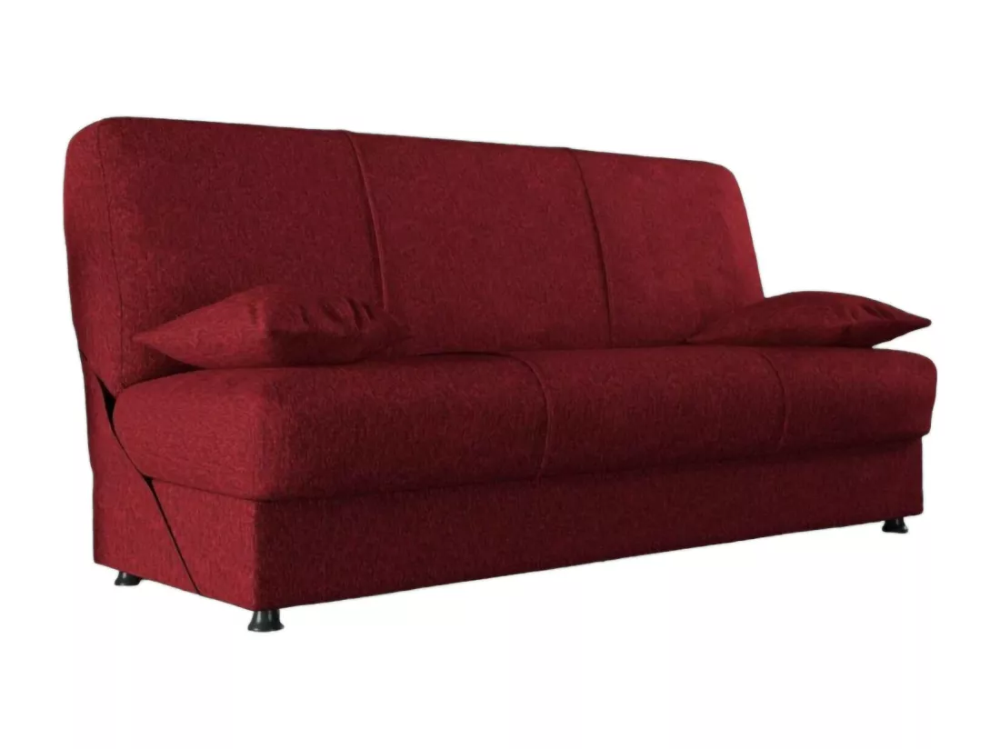 Canapé Alvaro, Canapé conteneur 3 places avec 2 coussins inclus, Canapé de salon en tissu rembourré avec ouverture clic-clac, 180x81h90 cm, Rouge