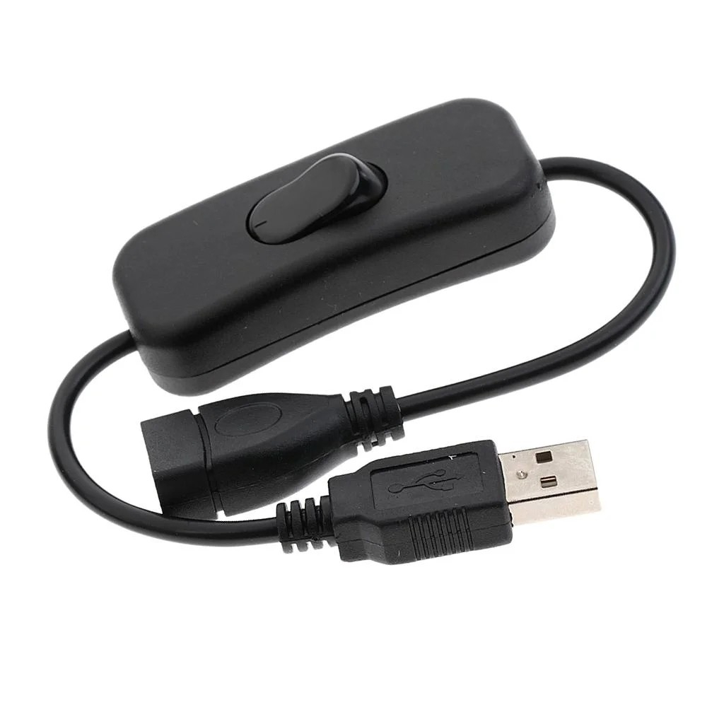 (28cm) USB A auf USB A Kabel Verlängerungskabel mit Schalter - Schwarz