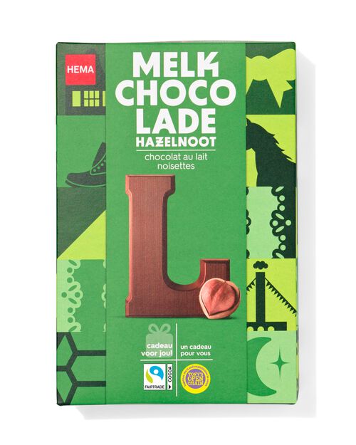 lettre L en chocolat aux noisettes 140g