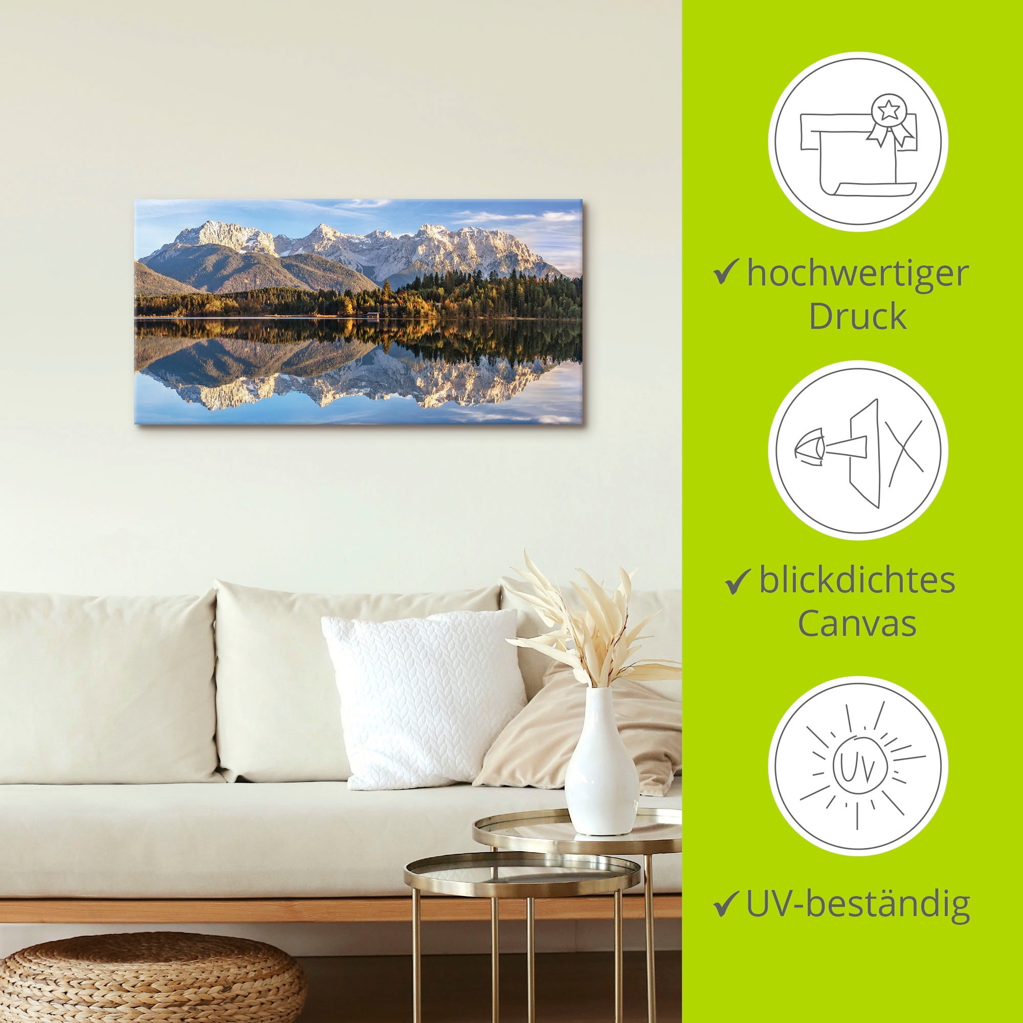 Artland Leinwandbild »Karwendelblick am Barmsee« Berge & Alpenbilder 1 Stk. tlg. als Leinwandbild, Wandaufkleber in verschied. Grössen
