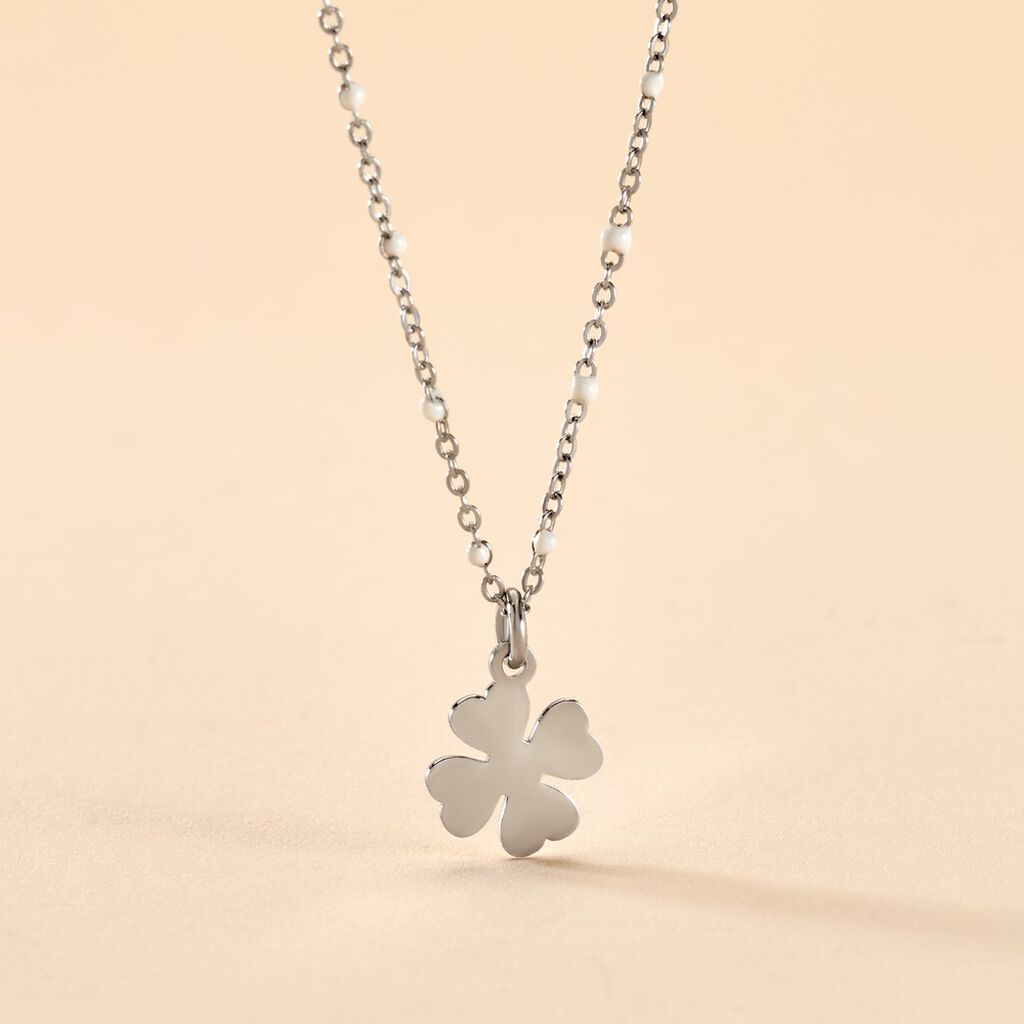 Collier Polka Argent Blanc