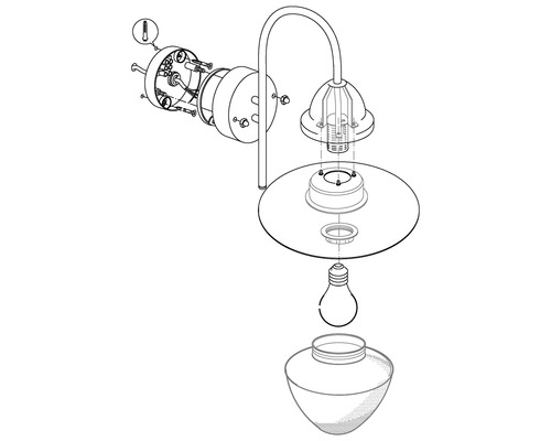 Buitenwandlamp, 1-lichts, H 37,5 cm, roestvrij staal/opaal-mat