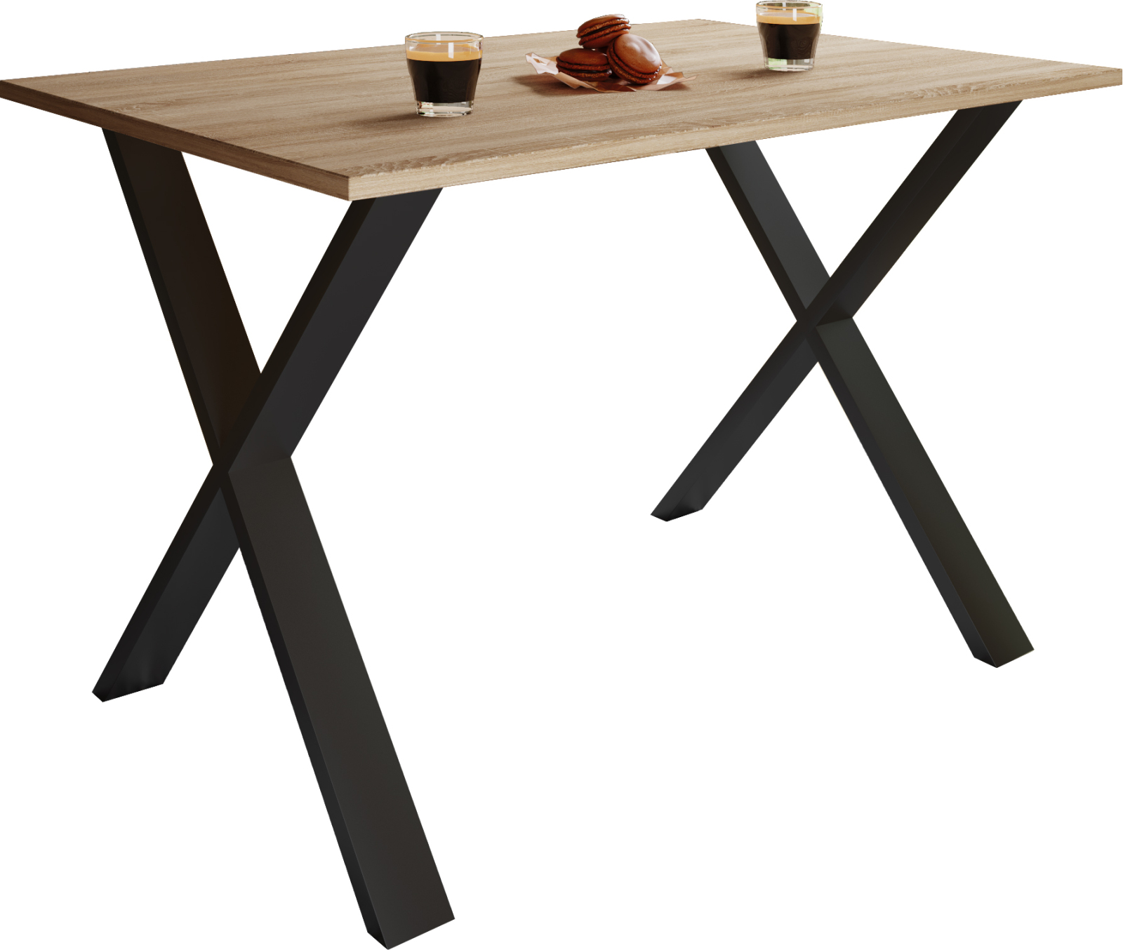 Esstisch XONA - Sonoma Eiche - schwarzes X-Fußgestell - 140x80 cm