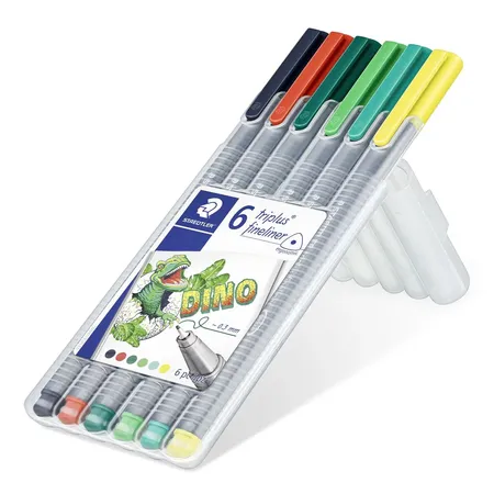 STAEDTLER® triplus® fineliner 334 Dreikantiger Fineliner Dino 6er Packung