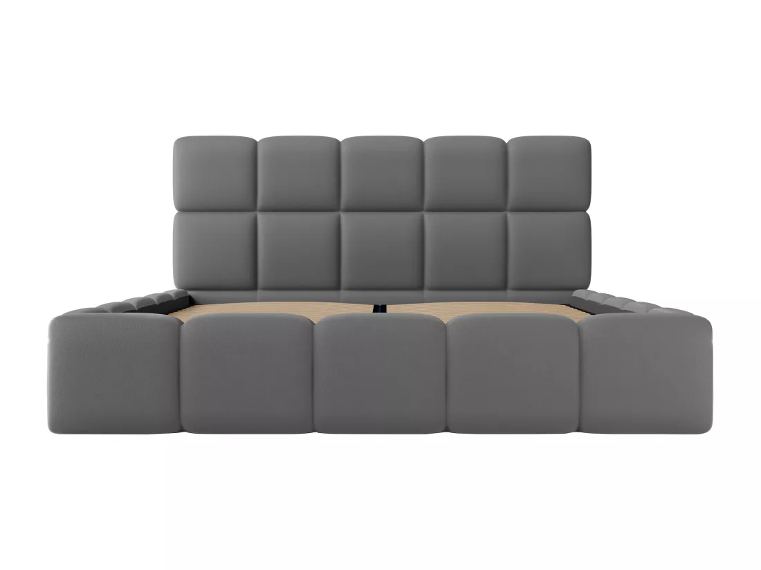 Lit coffre 160 x 200 cm - Tissu effet cuir - Gris - DAMADO de Pascal Morabito