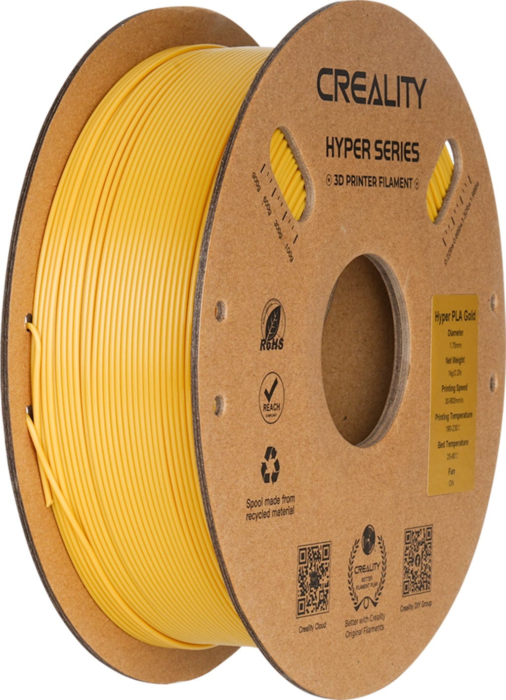 Creality  Hyper PLA Gold, 1,75 mm / 1000 g    High Speed PLA-Filament für 10x schnelleres Drucken