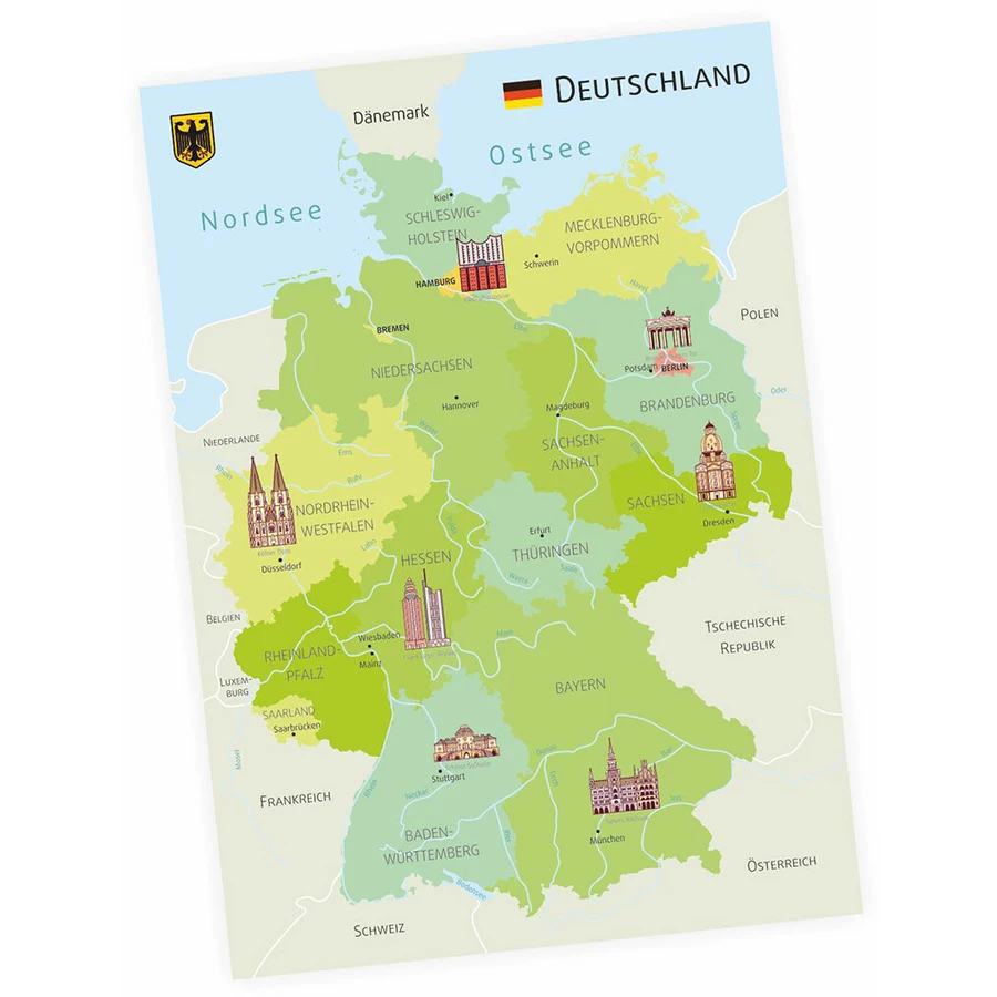 Nikima Poster Kinder Lernposter - Deutschland 2 - in 4 Größen bunt