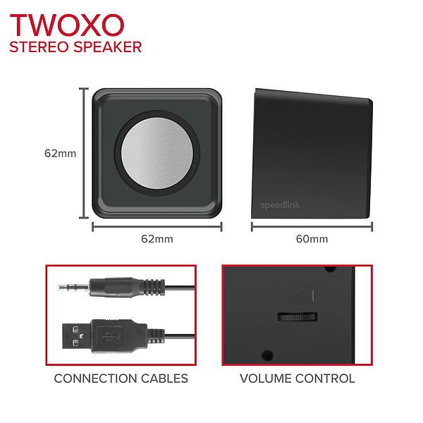 Speedlink - TWOXO stereohøjttalere, sorte