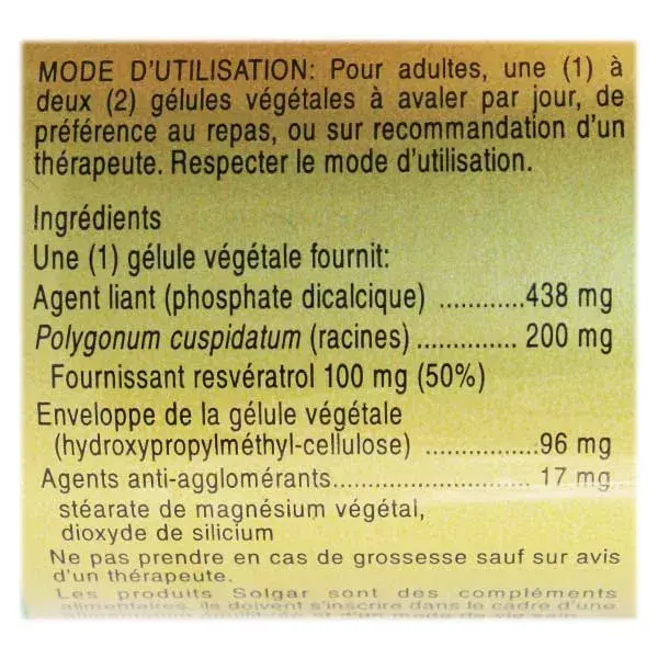 Solgar Resveratrol 60 gélules végétales
