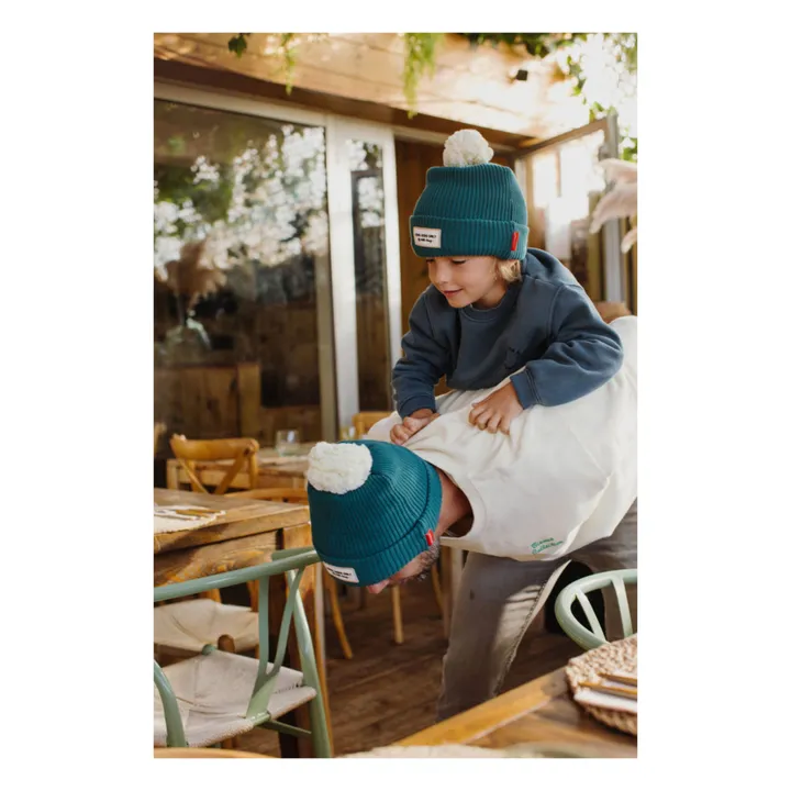 Hello Hossy Bonnet Colorblock Coton Bio | Vert canard