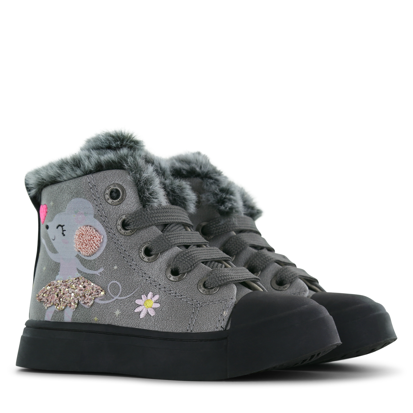 Shoesme Silberner Schnür-Ballerina-Stiefel