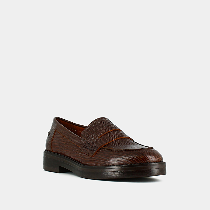 Mocassins  en cuir reptile marron