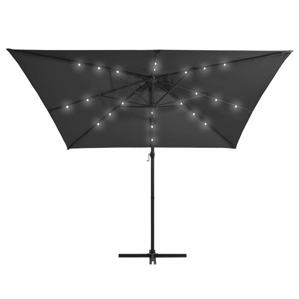 Parasol déporté avec led et mât en acier 250 x 250 cm anthracite