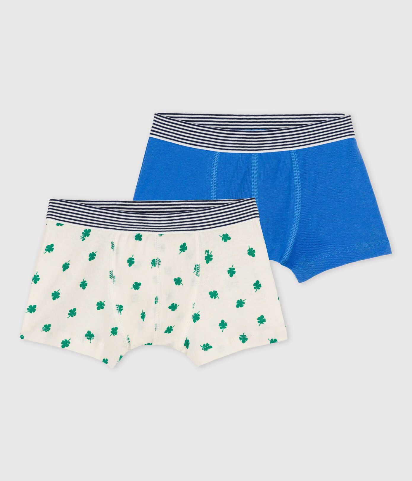 Lot de 2 boxers petit garçon palmes en coton et lin