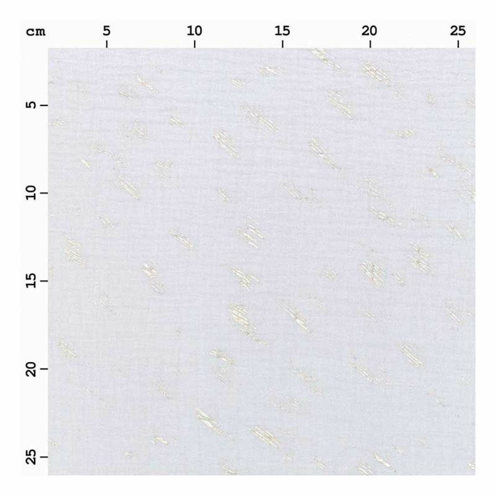 Tissu double gaze de coton 50 x 130 cm - 130 g / m² - gris clair et hot foil