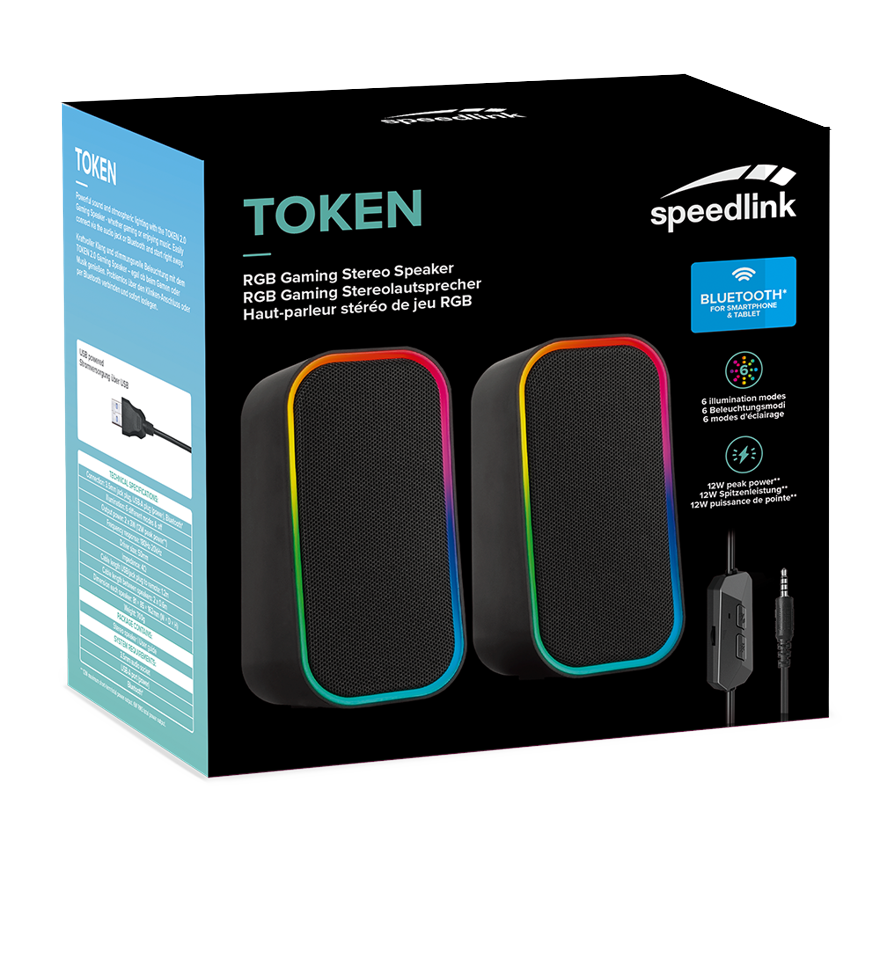 Speedlink - TOKEN RGB Gaming Stereo Højttaler, sort