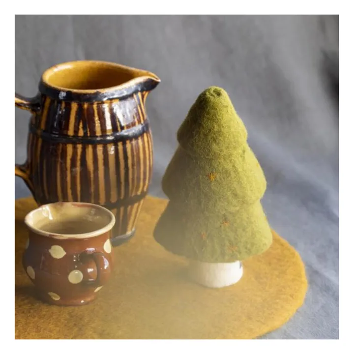 Muskhane Sapin décoratif en feutre - Set de 3 | Vert anis