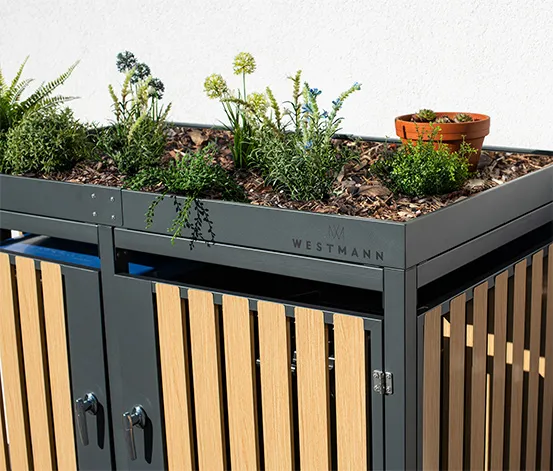 Mülltonnenbox mit Blumenkasten, anthrazit