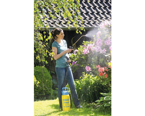 GLORIA prima 5 Comfort - 5 L drukspuit, tuinsproeier met 2,5 m spiraalslang en compressoraansluiting