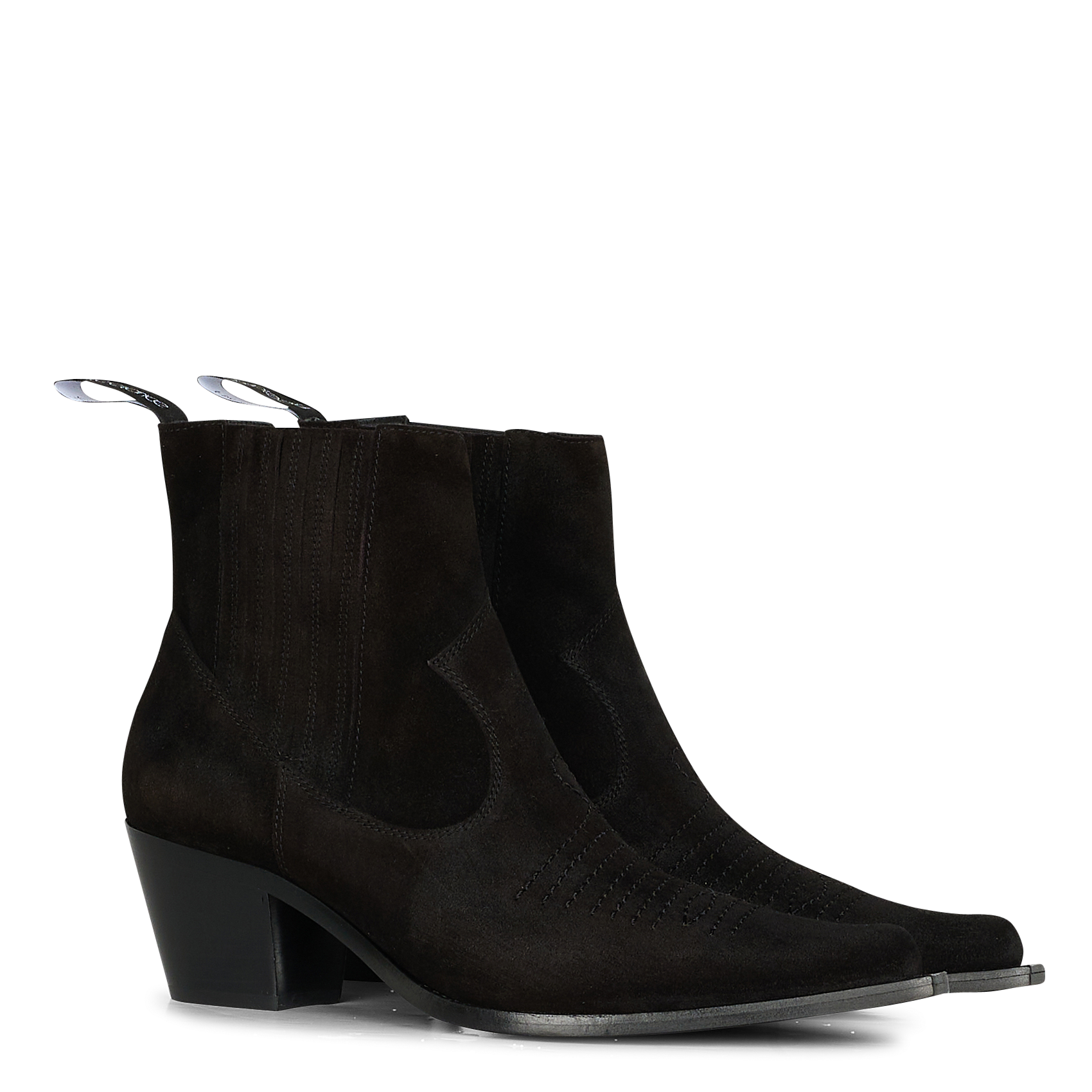 SIMONE 50 - Bottines santiags en cuir velours | Noir